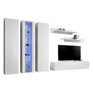 Meuble TV FLY C4 design, coloris blanc brillant. Meuble suspendu moderne et tendance pour votre salon.