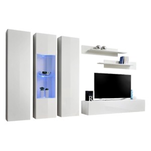 Meuble TV FLY C4 design, coloris blanc brillant. Meuble suspendu moderne et tendance pour votre salon.