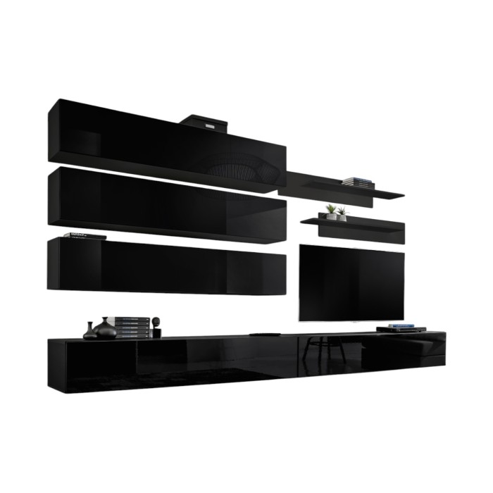Ensemble de meubles suspendus collection FLY J1 . Coloris noir.