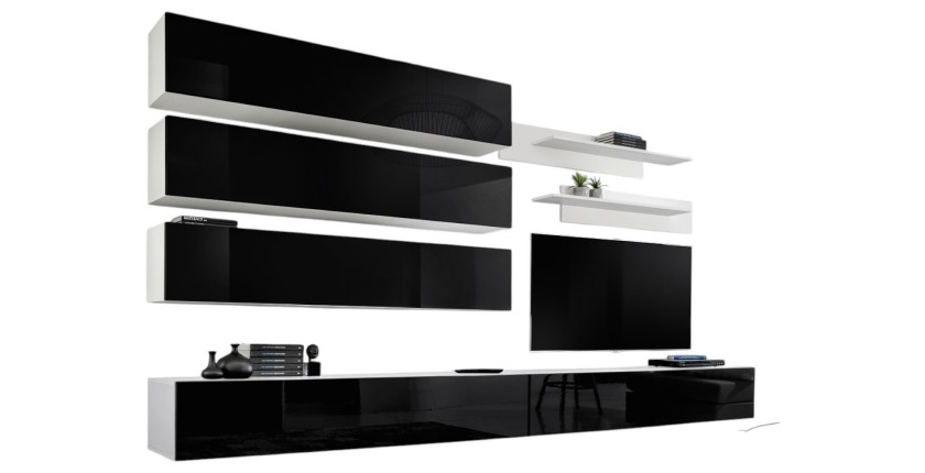Ensemble de meubles suspendus collection FLY J1 . Coloris blanc et noir.