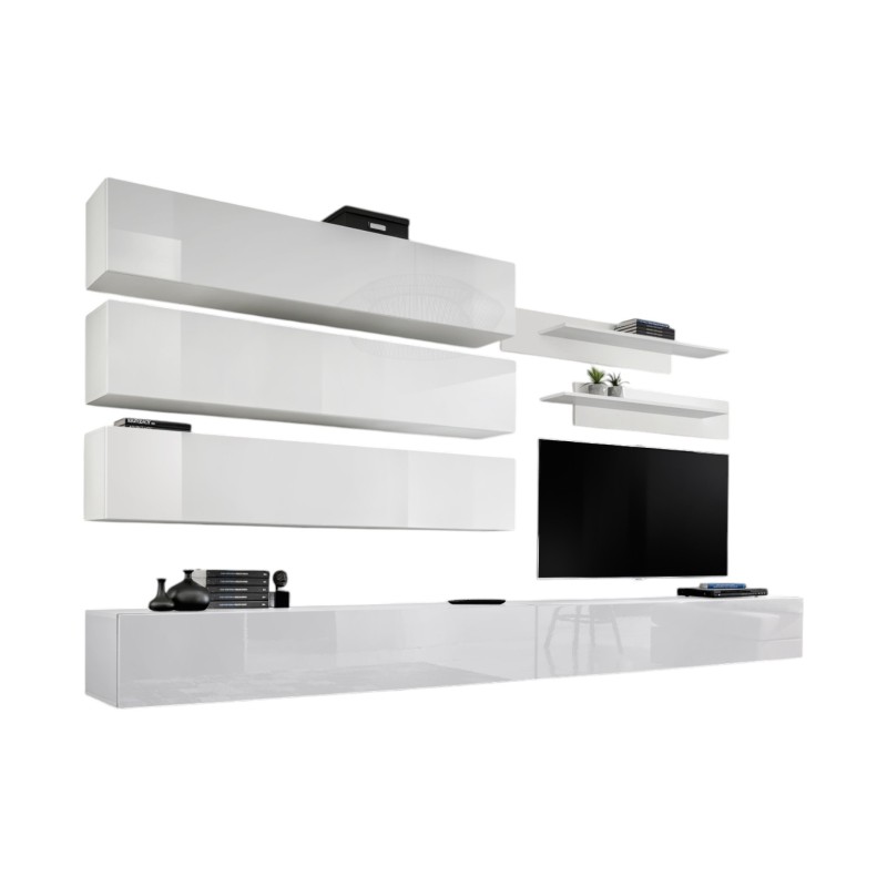Ensemble de meubles suspendus collection FLY J1 . Coloris blanc.