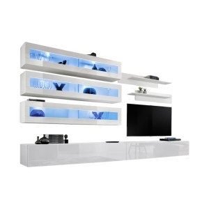 Ensemble de meubles suspendus avec LEDS collection FLY J2. Coloris blanc.