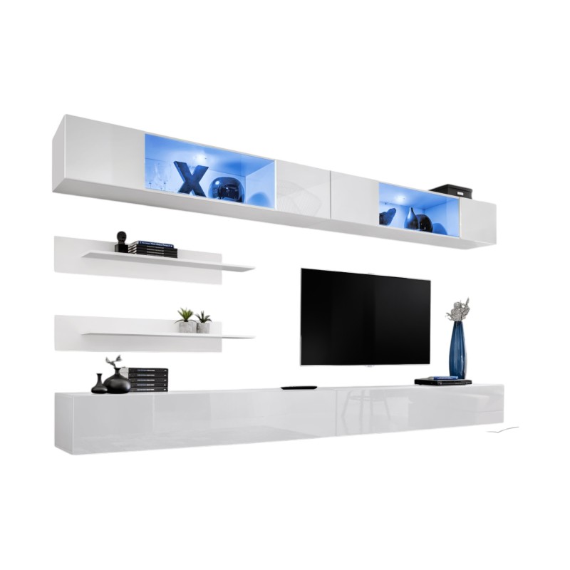 Ensemble de meubles suspendus avec LEDS coloris blanc. Collection FLY. C