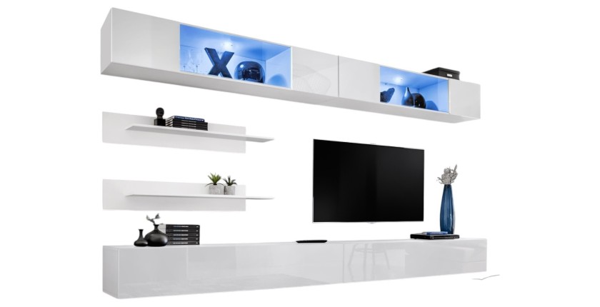 Ensemble de meubles suspendus avec LEDS coloris blanc. Collection FLY. C