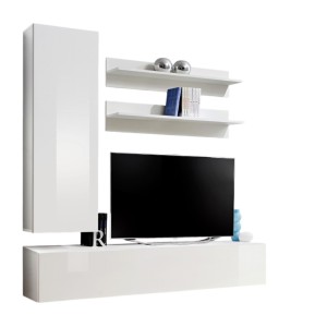 Meuble TV FLY H1 design, coloris blanc brillant. Meuble suspendu moderne et tendance pour votre salon.