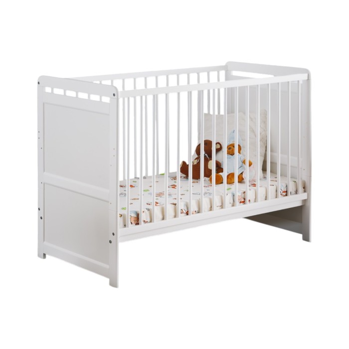 Lit et matelas bébé évolutif collection GUIZMO réglable en hauteur. Coloris blanc mat.