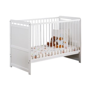 Lit et matelas bébé évolutif collection GUIZMO réglable en hauteur. Coloris blanc mat.