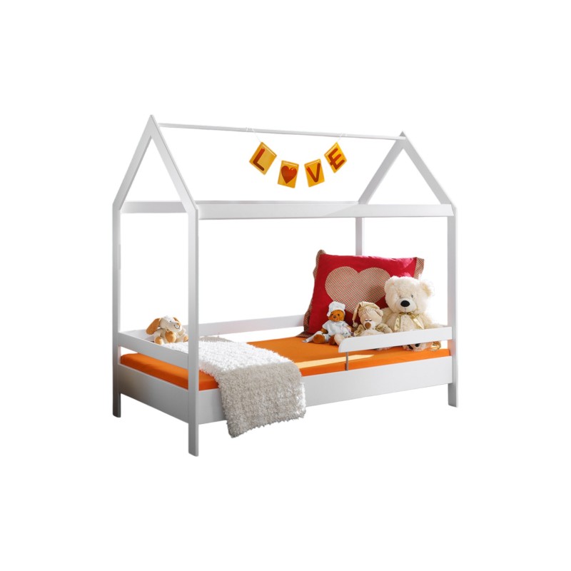 Lit cabane pour enfant 80x160 collection MOGWAI. coloris blanc.