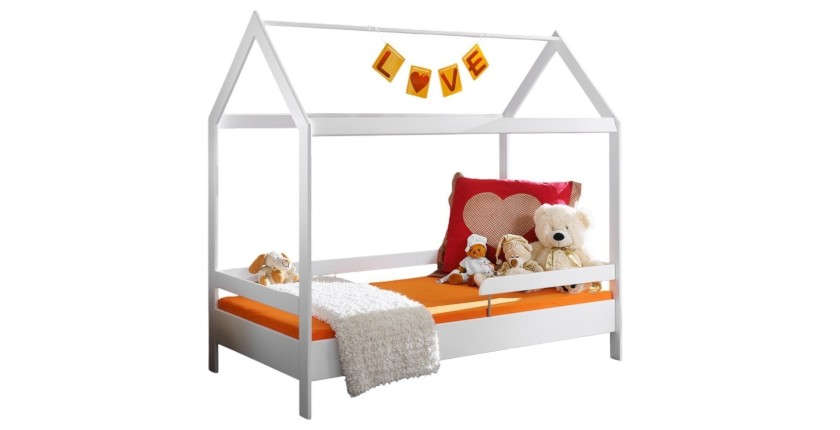 Lit cabane pour enfant 80x160 collection MOGWAI. coloris blanc.