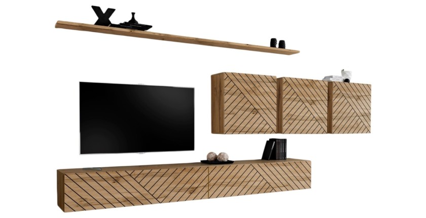 Ensemble de meubles de salon design collection SWITCH VII , coloris chêne finitions fraisées.