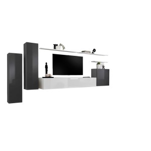 Ensemble de meubles de salon collection SWITCH I design, coloris gris et blanc brillant.