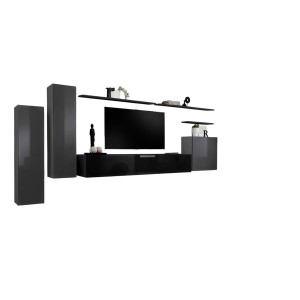 Ensemble de meubles de salon collection SWITCH I design, coloris gris et noir brillant.