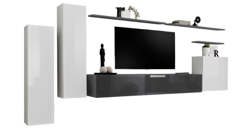 Ensemble de meubles de salon collection SWITCH I design, coloris blanc et gris brillant.
