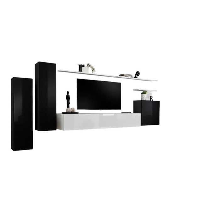 Ensemble de meubles de salon collection SWITCH I design, coloris noir et blanc brillant.