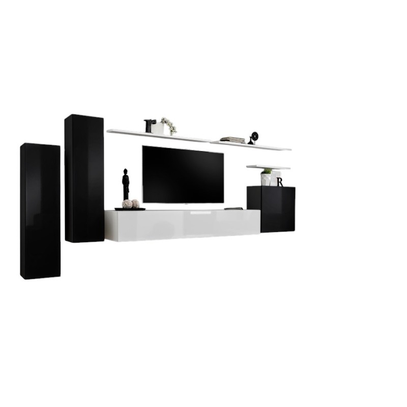 Ensemble de meubles de salon collection SWITCH I design, coloris noir et blanc brillant.