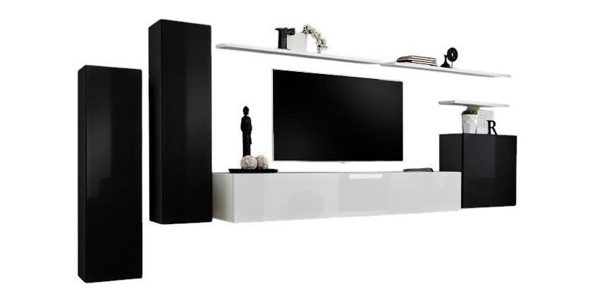 Ensemble de meubles de salon collection SWITCH I design, coloris noir et blanc brillant.