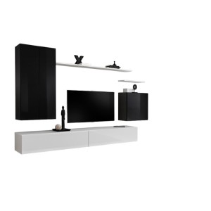 Ensemble meuble salon collection SWITCH II design, coloris noir et blanc brillant.