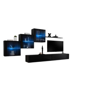 Ensemble meubles de salon SWITCH XX design, coloris noir brillant.