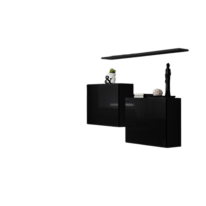 Ensemble meubles de salon SWITCH SBI design, coloris noir brillant.