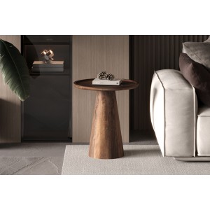 Table d'appoint ronde en bois massif collection JAKARTA - Style ethnique et design - Diamètre 45cm