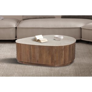 Table basse en bois massif collection DELHI 100cm - Style ethnique et design