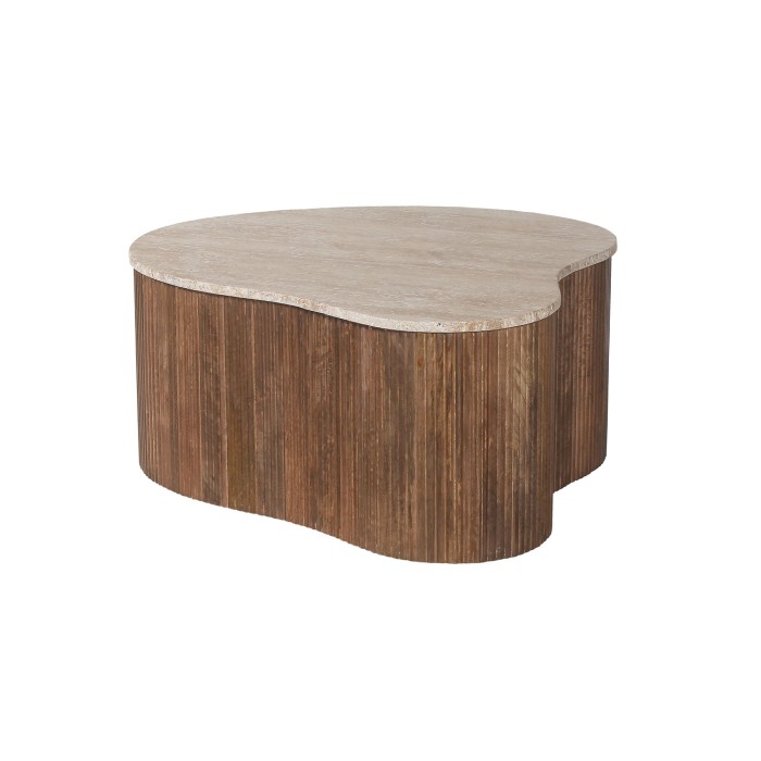 Table basse en bois massif collection DELHI 80cm - Style ethnique et design