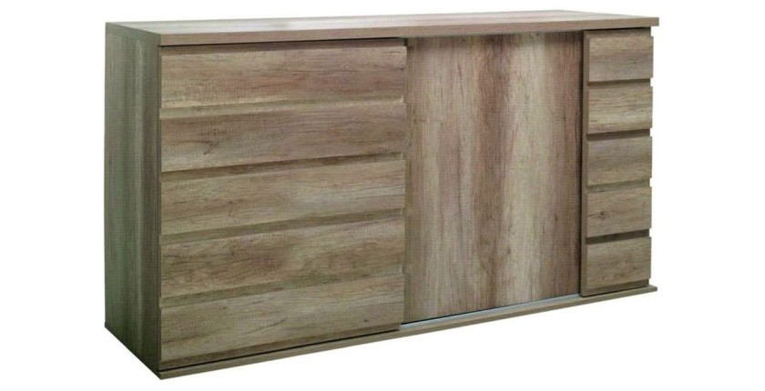 Buffet 2 portes coulissantes ROMI - Coloris dab canyon - 160 x 99 x 55 cm