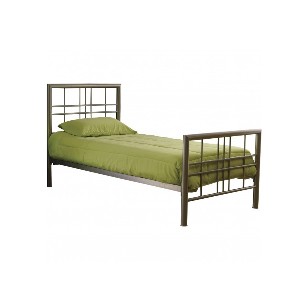 Lit PAXOS 90x200 cm en métal coloris gris argenté avec sommier.