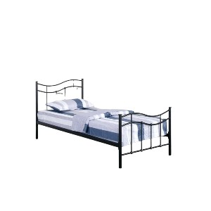 Lit ODETTE 90x200 cm en métal coloris noir avec sommier.