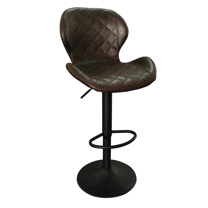 Tabouret de bar style vintage coloris brun foncé. Collection MABEL