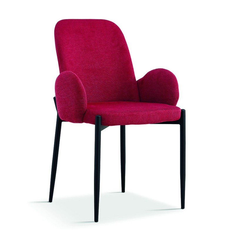 Chaise BALBOA – Tissu rouge – Pieds en métal – Hauteur 88 cm – Style moderne