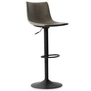 Tabouret de bar SOUL – PU gris – Hauteur réglable 88-109 cm – Pieds en métal – Style vintage