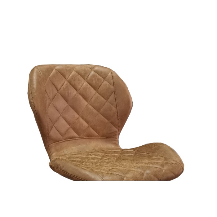 Tabouret de bar MABEL – PU cognac – Hauteur réglable 90-111 cm – Pieds en métal – Style vintage