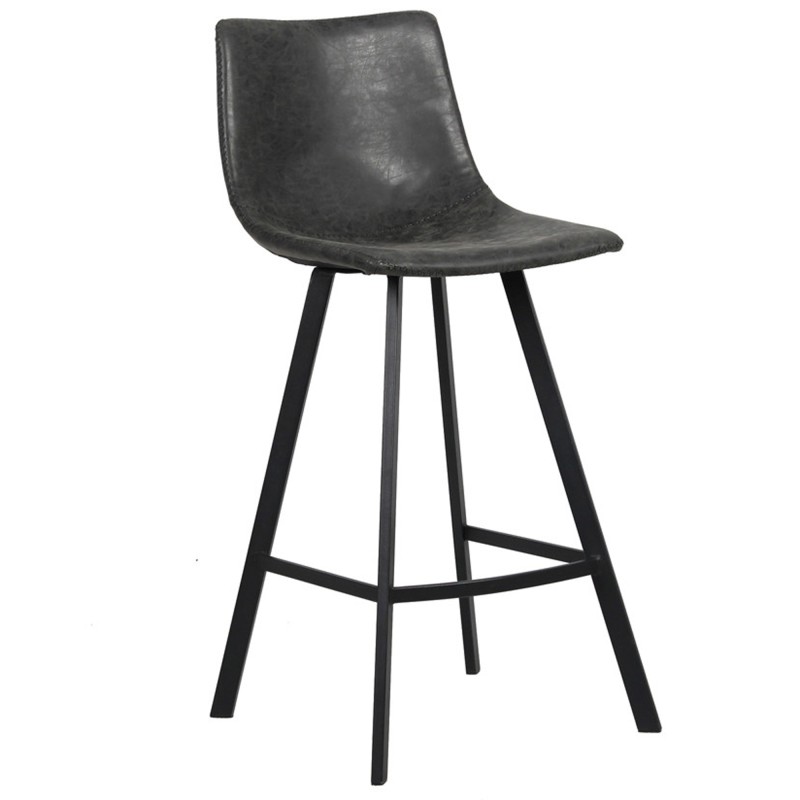 Chaise de comptoir OZON – PU noir – Pieds en métal – Hauteur 98 cm – Style industriel