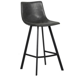 Chaise de comptoir OZON – PU noir – Pieds en métal – Hauteur 98 cm – Style industriel