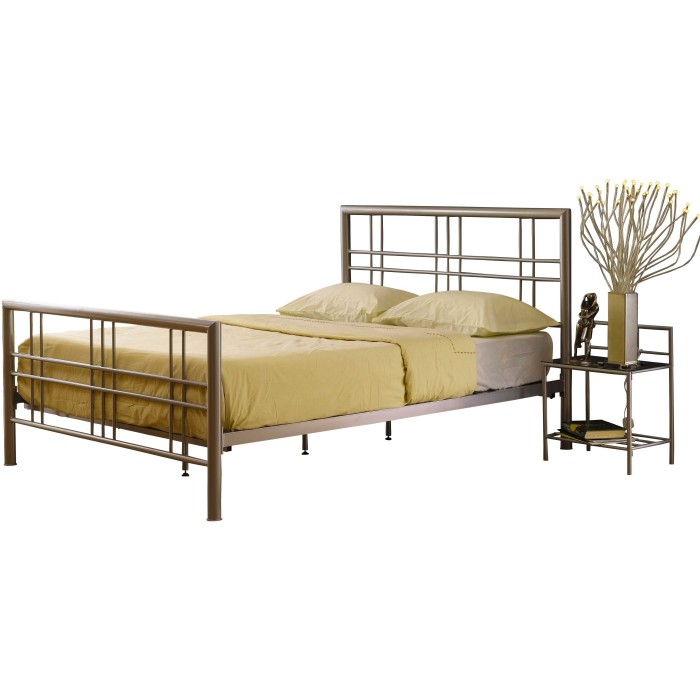 Lit PAXOS 160x200 cm en métal coloris gris argenté avec sommier.