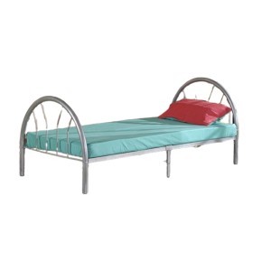 Lit avec sommier CAMILLE 90x200 en métal, coloris argent – 210 x 88 x 95 cm