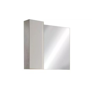 Miroir design avec rangement, 78x75 cm, collection BURA, coloris blanc brillant et béton
