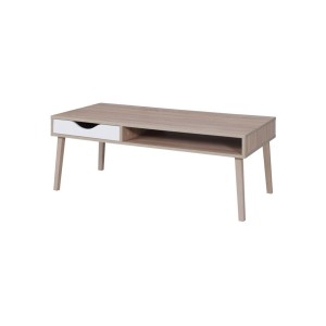 Table basse OSLO - Coloris chêne et blanc - Style scandinave - 120 x 60 x 45 cm