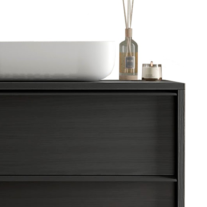 Meuble de salle de bain FRASSI – 79 cm – Noir cendré – Évier inclus – 2 tiroirs