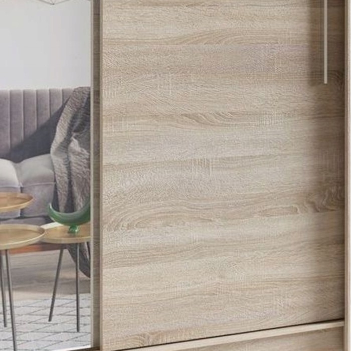 Armoire 2 portes coulissantes avec miroir 155 cm - chêne clair - Collection OZZULA