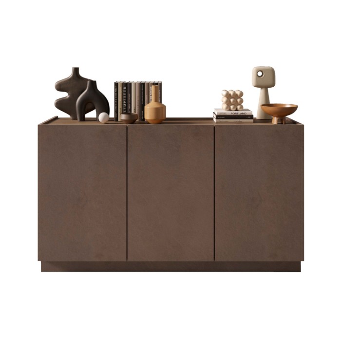 Buffet design 2 portes, collection DOMI, gris anthracite/chêne foncé