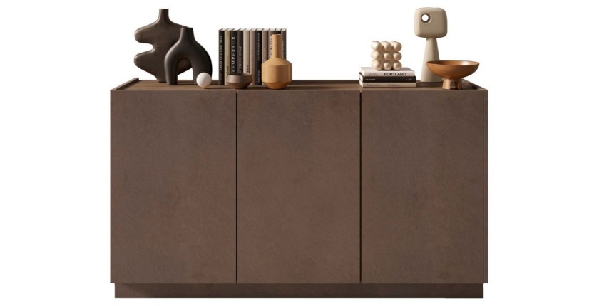 Buffet design 2 portes, collection DOMI, gris anthracite/chêne foncé