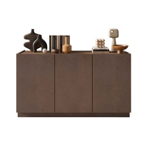 Buffet design 2 portes, collection DOMI, gris anthracite/chêne foncé