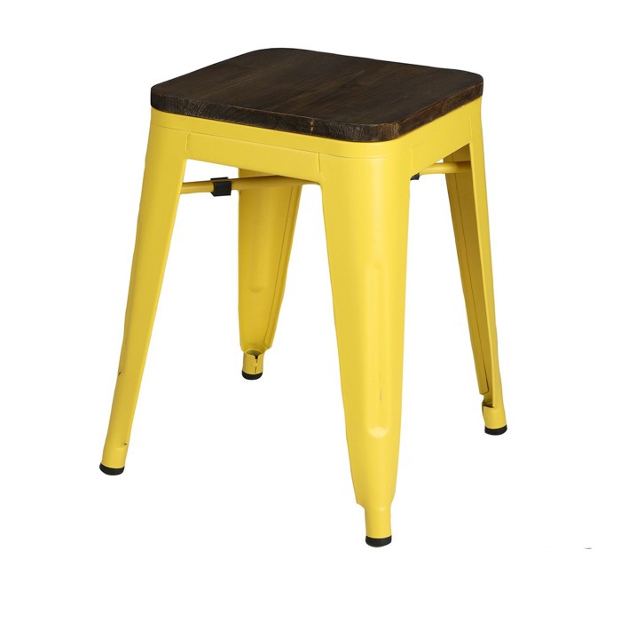 Lot de 4 tabourets style industriel en métal, coloris jaune – Collection FACTORY.