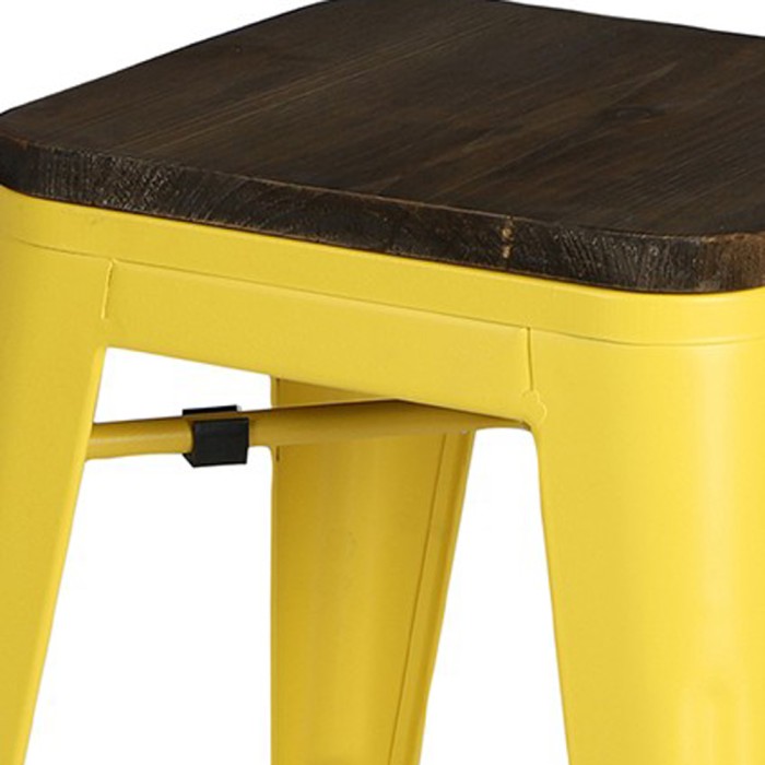 Lot de 4 tabourets style industriel en métal, coloris jaune – Collection FACTORY.