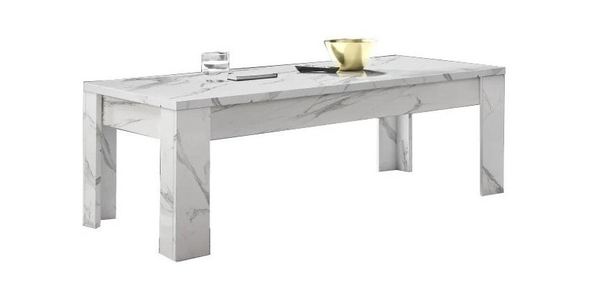 Table basse COLOMARMO - Coloris blanc effet marbre - Idéal pour apporter une touche d'élégance à votre salon.
