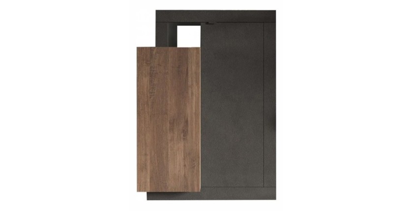 Meuble TV 1 porte 2 tiroirs, collection DOMI, gris anthracite/chêne foncé, pour salon design