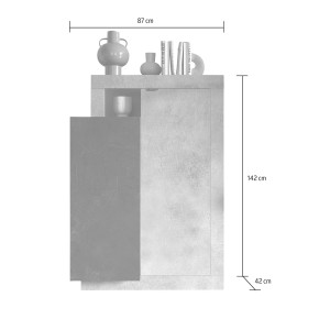 Meuble TV 1 porte 2 tiroirs, collection DOMI, gris anthracite/chêne foncé, pour salon design
