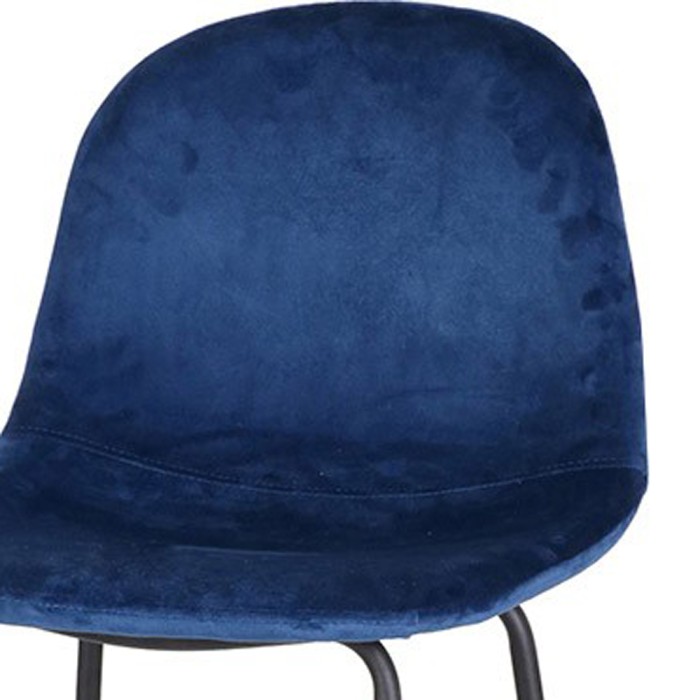 Lot de 4 tabourets de bar avec dossier en velours bleu et structure en métal collection LALY - Style industriel